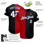 Maillot de baseball personnalisé Split Fashion Blanc-Rouge Royal Authentique Noir Maillot de baseball personnalisé Split Fashion Blanc-Rouge Royal Authentique Noir