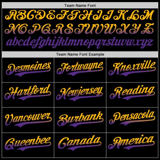 Maillot de baseball personnalisé délavé, noir, doré et violet Maillot de baseball personnalisé délavé, noir, doré et violet