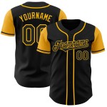 Maillot de baseball doré et noir, ton authentique, personnalisé deux Maillot de baseball doré et noir, ton authentique, personnalisé deux