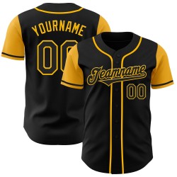 Maillot de baseball doré et noir, ton authentique, personnalisé deux