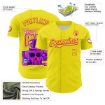 Maillot de baseball 3D Radio authentique rose clair, actif, jaune Vaunsart, personnalisé Maillot de baseball 3D Radio authentique rose clair, actif, jaune Vaunsart, personnalisé