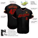 Maillot de baseball rouge et ancien personnalisé, authentique, doré et noir Maillot de baseball rouge et ancien personnalisé, authentique, doré et noir