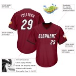 Maillot de baseball authentique en jersey côtelé Crimson Throwback, blanc et noir, personnalisé Maillot de baseball authentique en jersey côtelé Crimson Throwback, blanc et noir, personnalisé