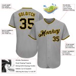 Maillot de baseball gris personnalisé authentique noir et or Maillot de baseball gris personnalisé authentique noir et or