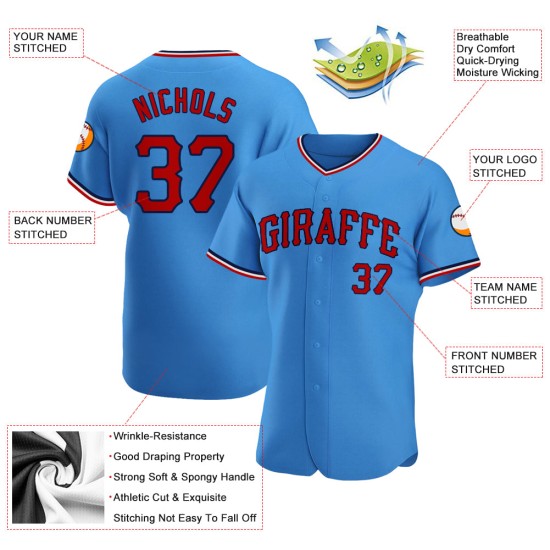 Maillot de baseball authentique rouge et bleu marine personnalisé Maillot de baseball authentique rouge et bleu marine personnalisé