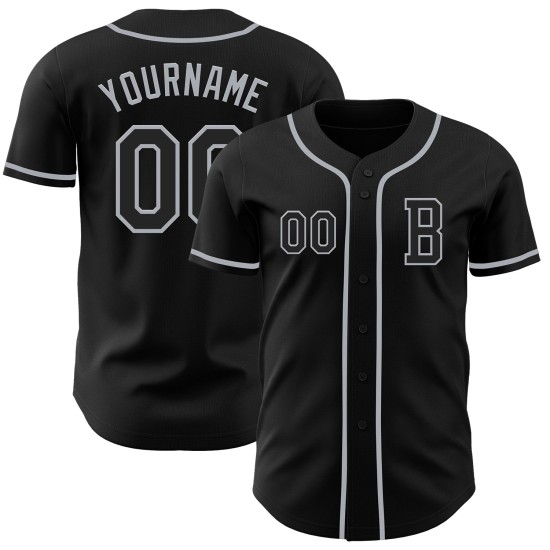 Maillot de baseball gris authentique personnalisé noir Maillot de baseball gris authentique personnalisé noir