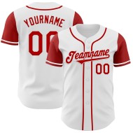 Maillot de baseball blanc authentique rouge ton deux personnalisé