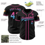 Maillot de baseball bleu personnalisé, noir délavé, authentique, rose-ciel Maillot de baseball bleu personnalisé, noir délavé, authentique, rose-ciel
