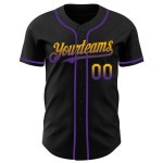 Maillot de baseball personnalisé délavé, noir, doré et violet Maillot de baseball personnalisé délavé, noir, doré et violet