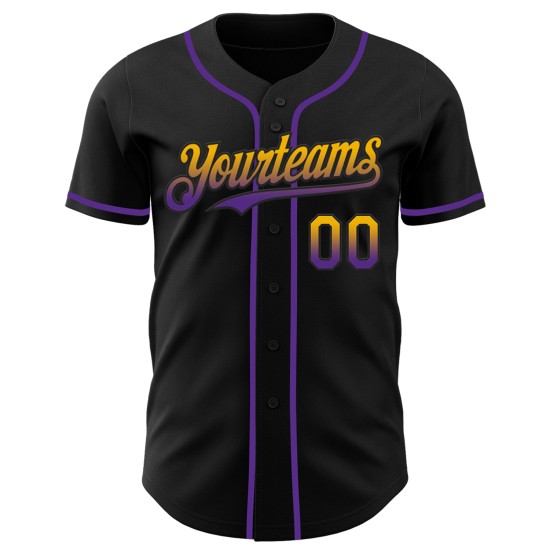Maillot de baseball personnalisé délavé, noir, doré et violet Maillot de baseball personnalisé délavé, noir, doré et violet