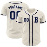 Maillot de baseball personnalisé crème authentique bleu marine Maillot de baseball personnalisé crème authentique bleu marine