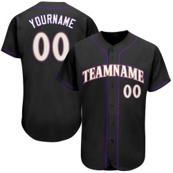 Maillot de baseball personnalisé blanc-violet-noir authentique