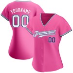 Maillot de baseball personnalisé authentique rose blanc bleu marine Maillot de baseball personnalisé authentique rose blanc bleu marine