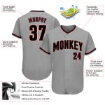 Maillot de baseball authentique gris noir-cramoisi personnalisé Maillot de baseball authentique gris noir-cramoisi personnalisé