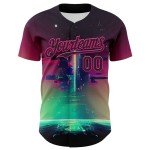Maillot rose Rave Design Black Hot Universe Baseball Motif psychédélique Authentique Personnalisé 3D Maillot rose Rave Design Black Hot Universe Baseball Motif psychédélique Authentique Personnalisé 3D