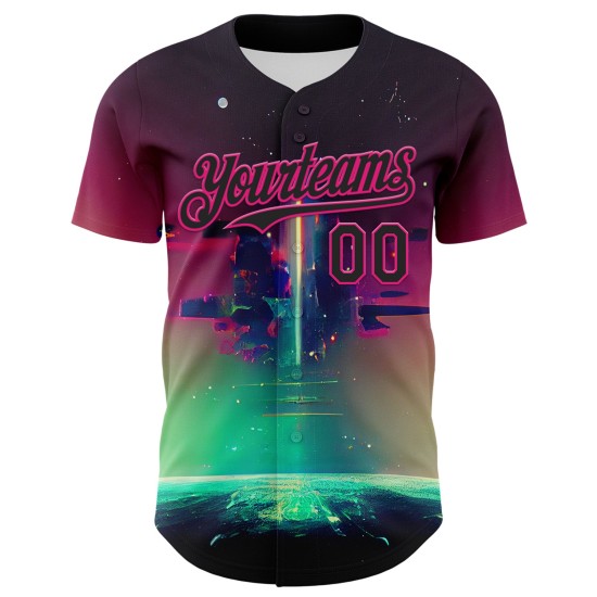 Maillot rose Rave Design Black Hot Universe Baseball Motif psychédélique Authentique Personnalisé 3D Maillot rose Rave Design Black Hot Universe Baseball Motif psychédélique Authentique Personnalisé 3D