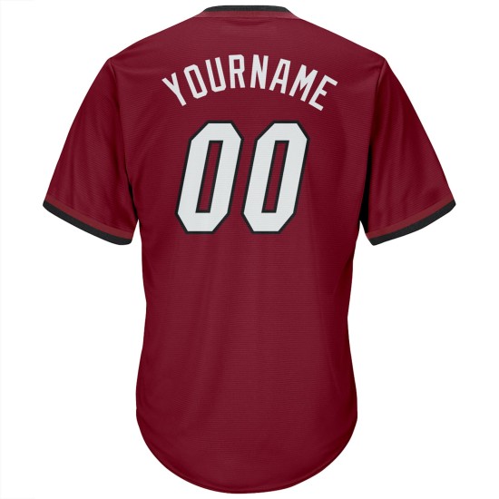 Maillot de baseball authentique en jersey côtelé Crimson Throwback, blanc et noir, personnalisé Maillot de baseball authentique en jersey côtelé Crimson Throwback, blanc et noir, personnalisé