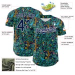 Maillot de baseball 3D Hawaii Tropical authentique bleu marine et blanc, motif Jungle Bird Maillot de baseball 3D Hawaii Tropical authentique bleu marine et blanc, motif Jungle Bird