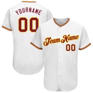 Maillot de baseball blanc authentique personnalisé cramoisi-or